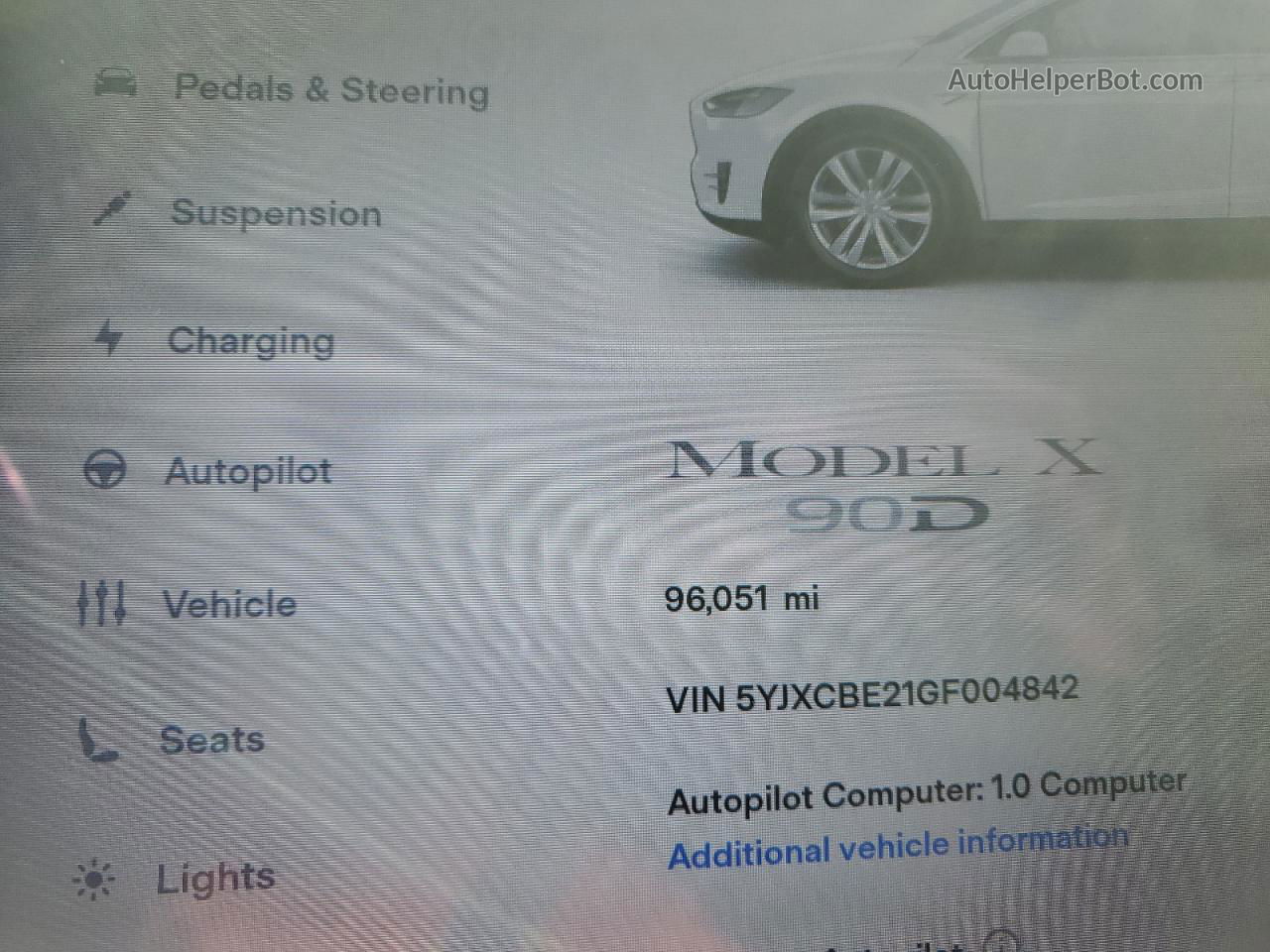 2016 Tesla Model X  White vin: 5YJXCBE21GF004842