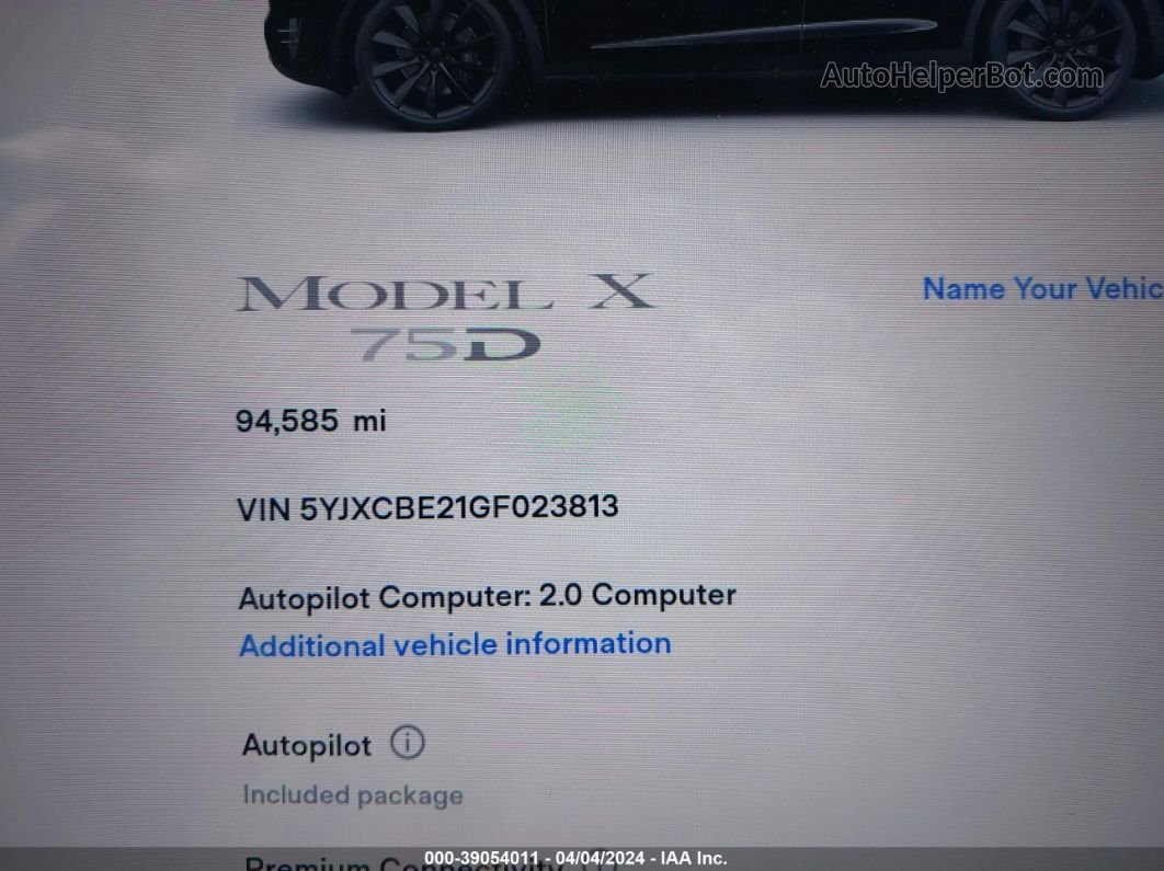 2016 Tesla Model X 60d/70d/75d/90d/p100d Черный vin: 5YJXCBE21GF023813