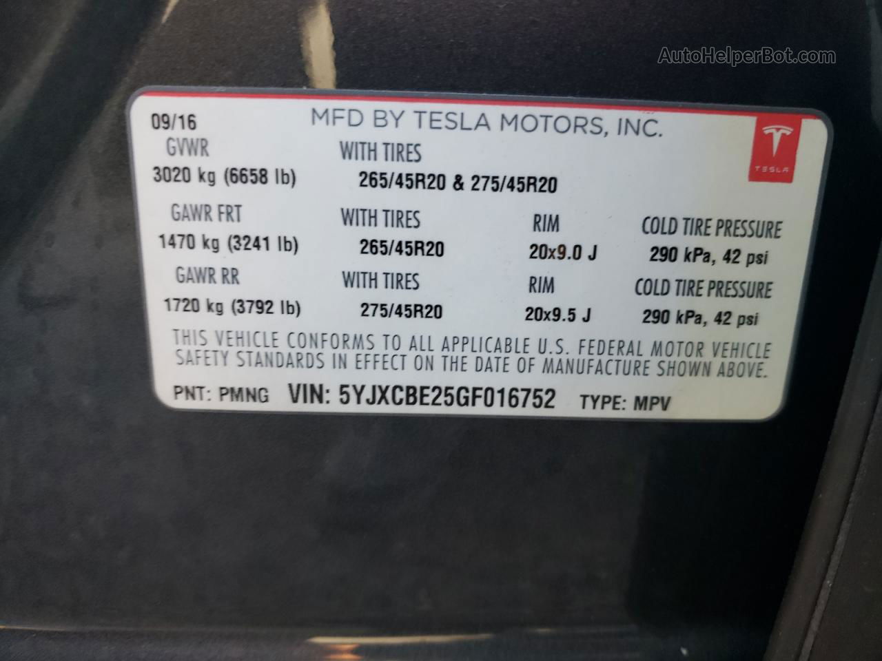 2016 Tesla Model X  Серый vin: 5YJXCBE25GF016752