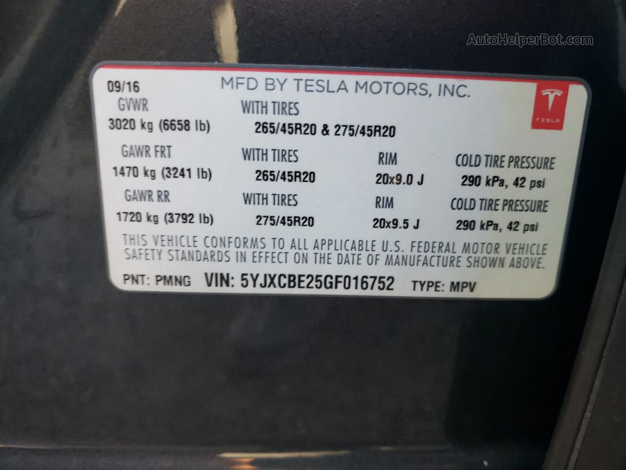 2016 Tesla Model X  Gray vin: 5YJXCBE25GF016752