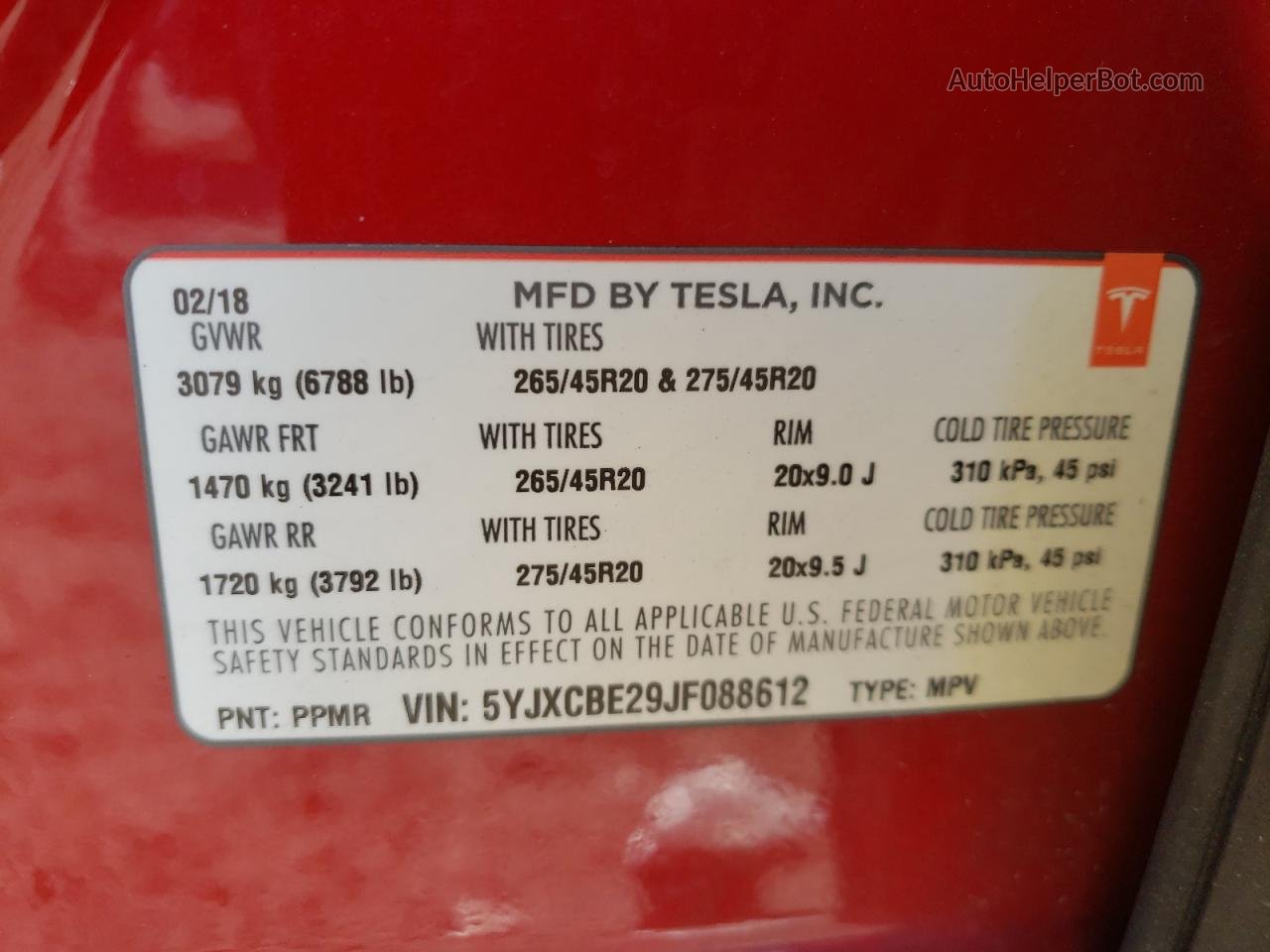 2018 Tesla Model X  Red vin: 5YJXCBE29JF088612