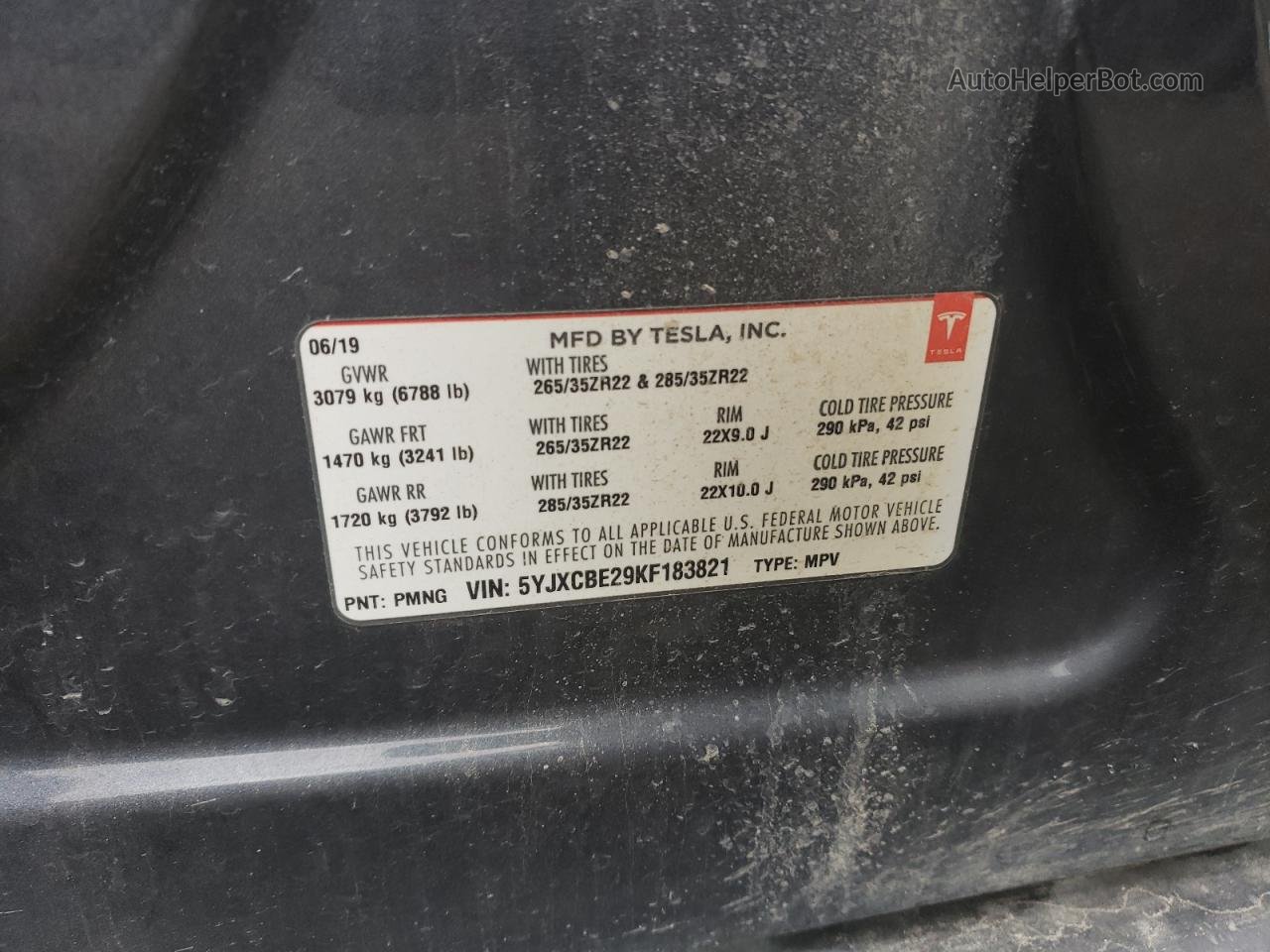 2019 Tesla Model X  Gray vin: 5YJXCBE29KF183821