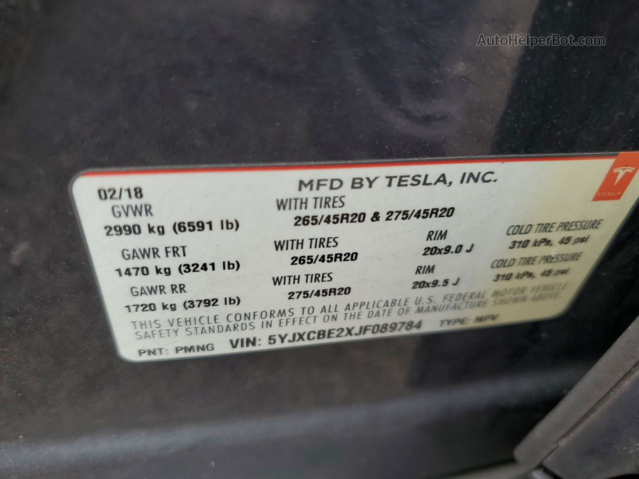 2018 Tesla Model X  Gray vin: 5YJXCBE2XJF089784