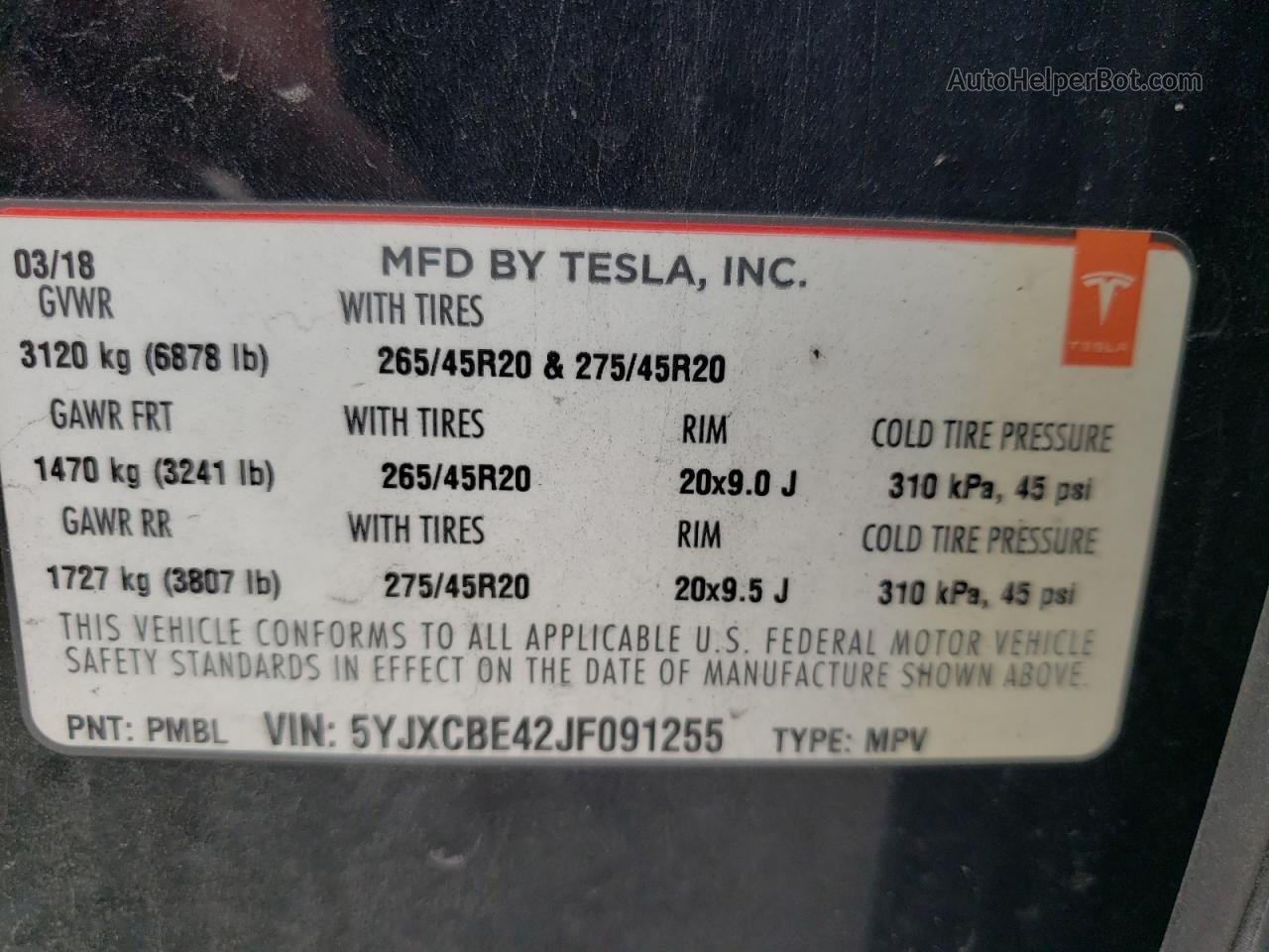2018 Tesla Model X  Black vin: 5YJXCBE42JF091255