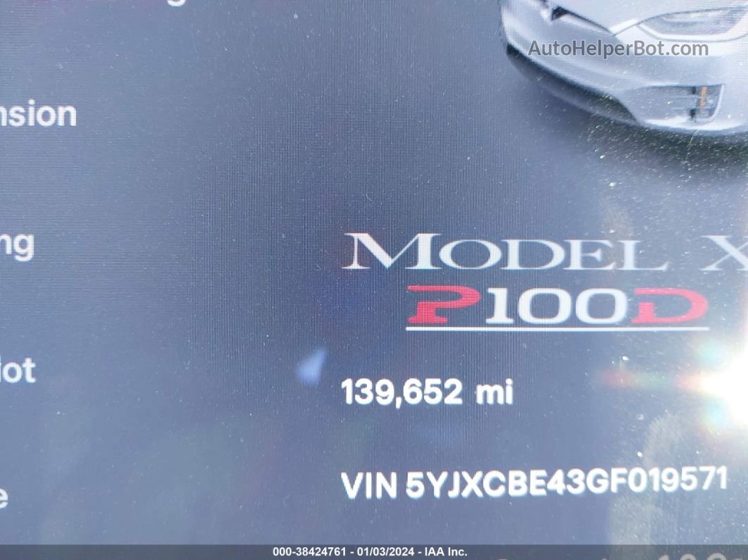 2016 Tesla Model X 75d/p100d/p90d Silver vin: 5YJXCBE43GF019571