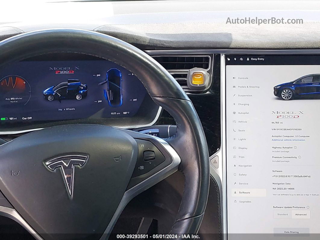 2016 Tesla Model X 75d/p100d/p90d Синий vin: 5YJXCBE44GF016260