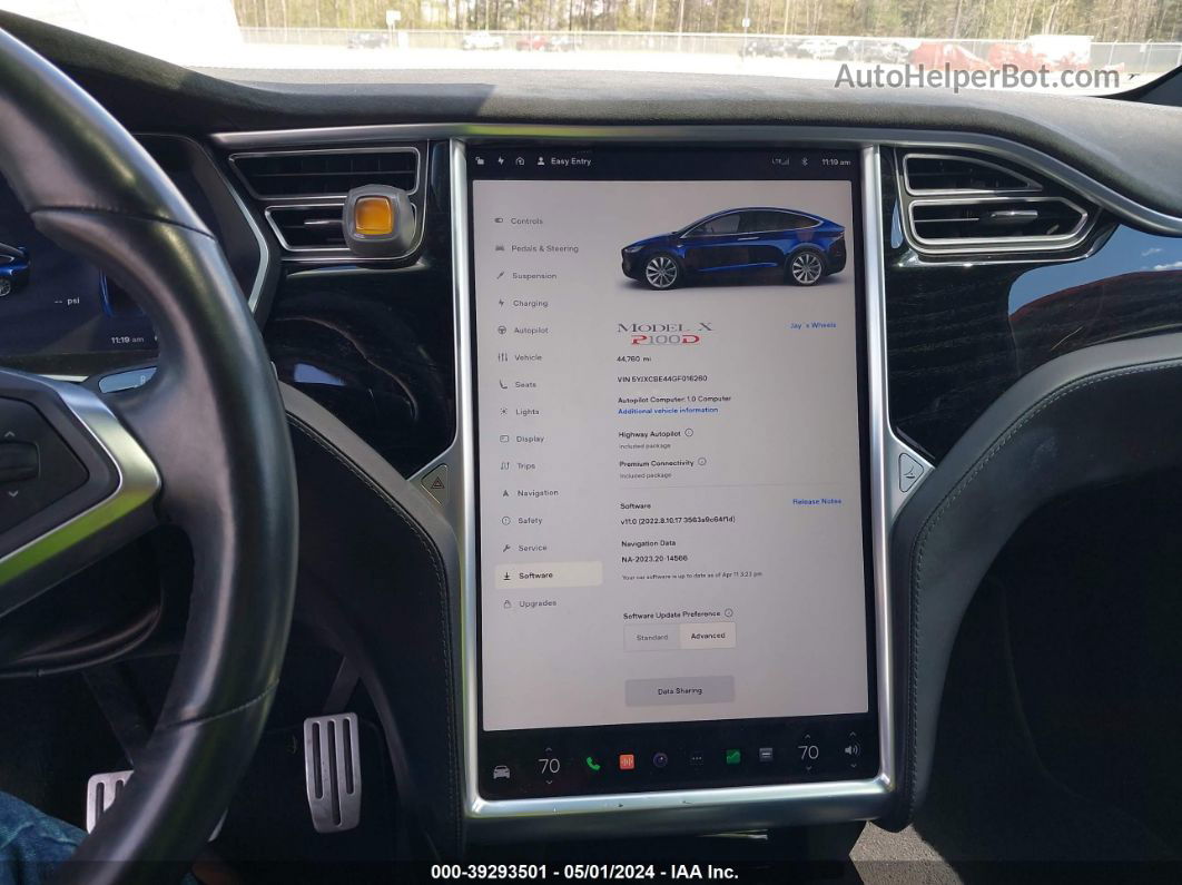 2016 Tesla Model X 75d/p100d/p90d Синий vin: 5YJXCBE44GF016260