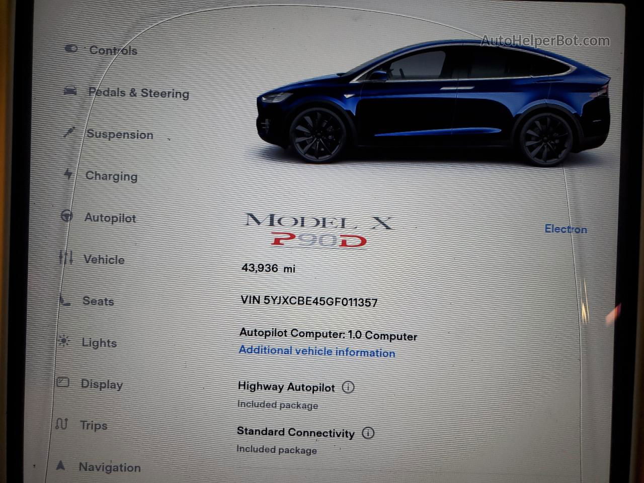 2016 Tesla Model X  Синий vin: 5YJXCBE45GF011357