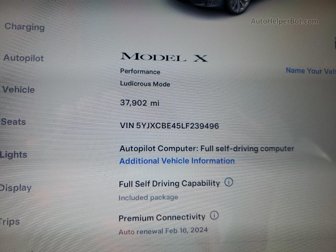 2020 Tesla Model X  Blue vin: 5YJXCBE45LF239496