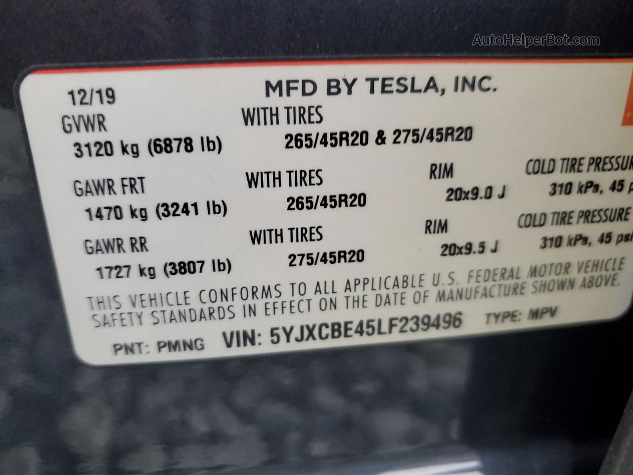 2020 Tesla Model X  Blue vin: 5YJXCBE45LF239496