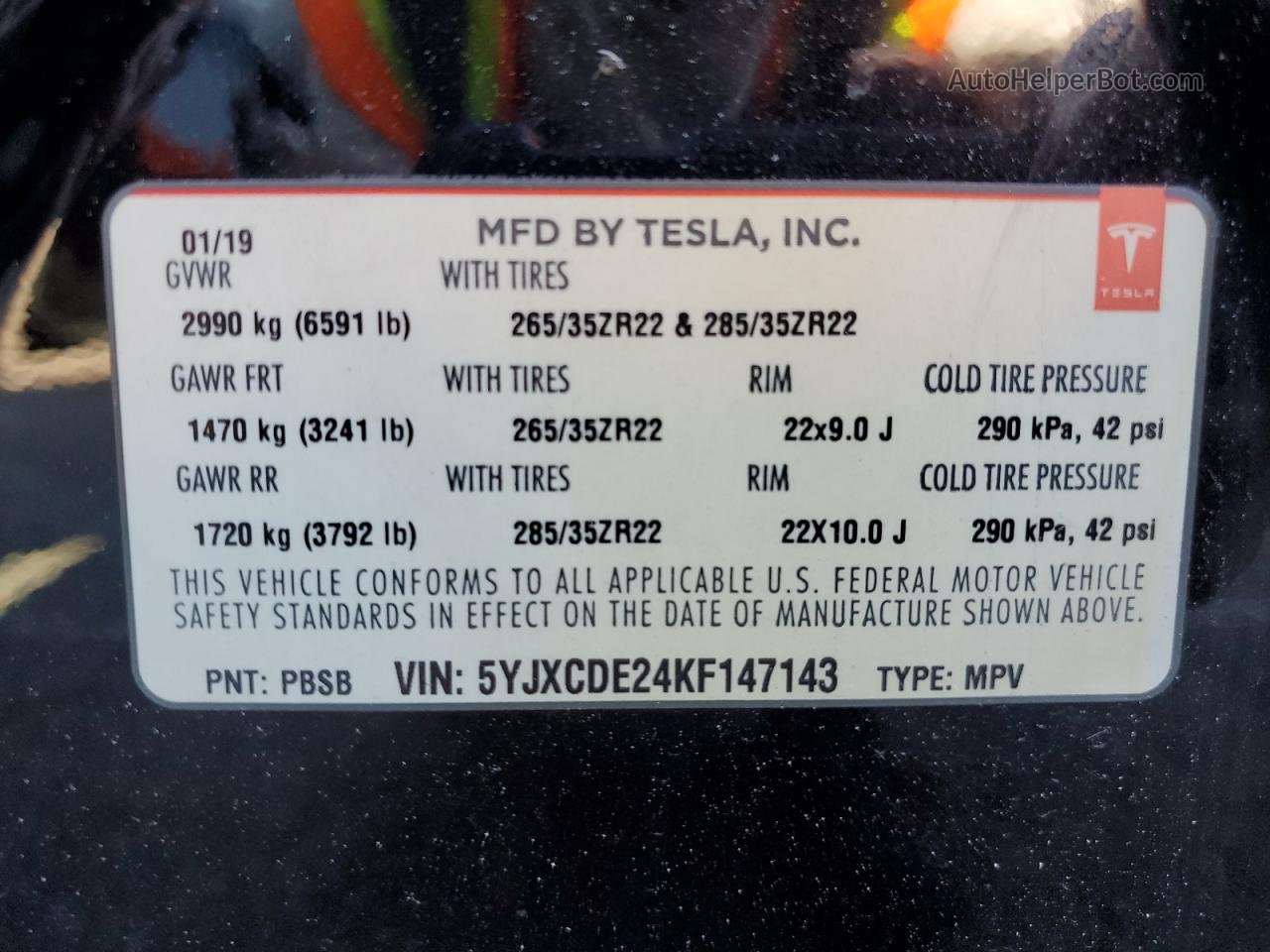 2019 Tesla Model X  Black vin: 5YJXCDE24KF147143