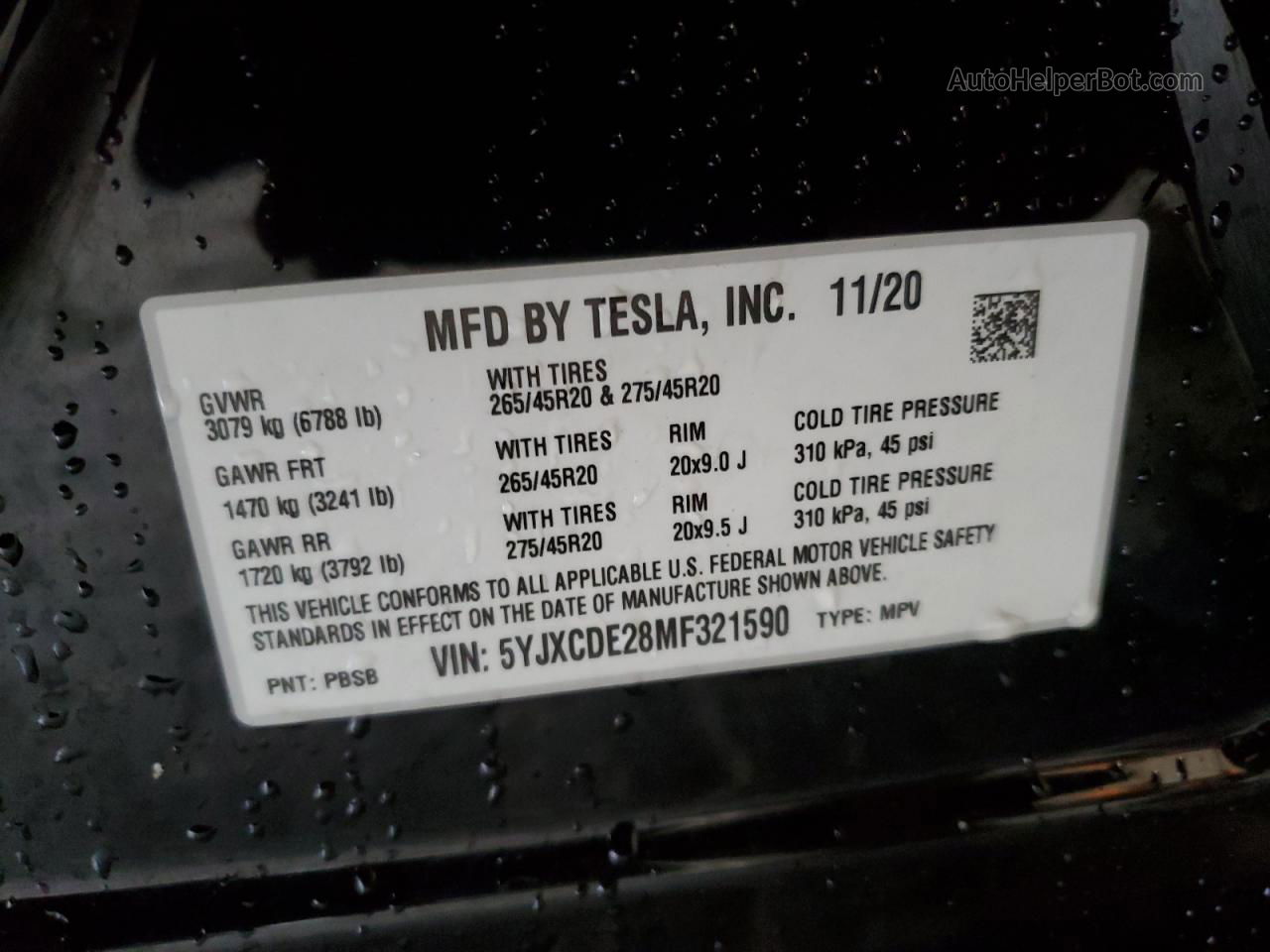 2021 Tesla Model X  Черный vin: 5YJXCDE28MF321590