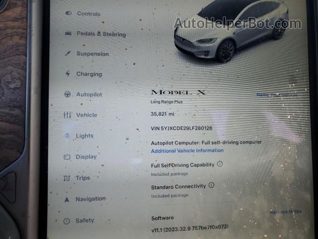 2020 Tesla Model X  White vin: 5YJXCDE29LF280126