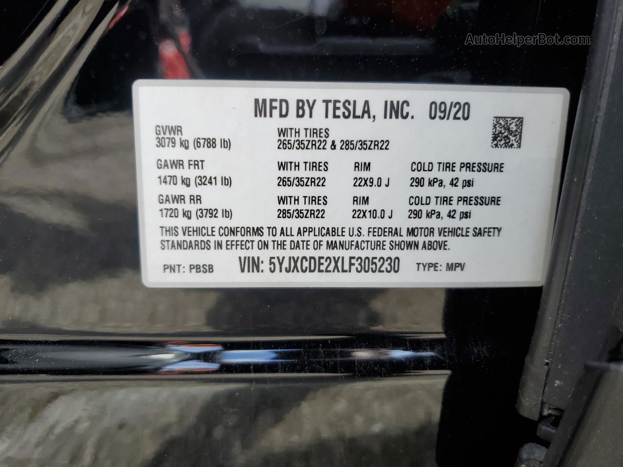 2020 Tesla Model X  Black vin: 5YJXCDE2XLF305230