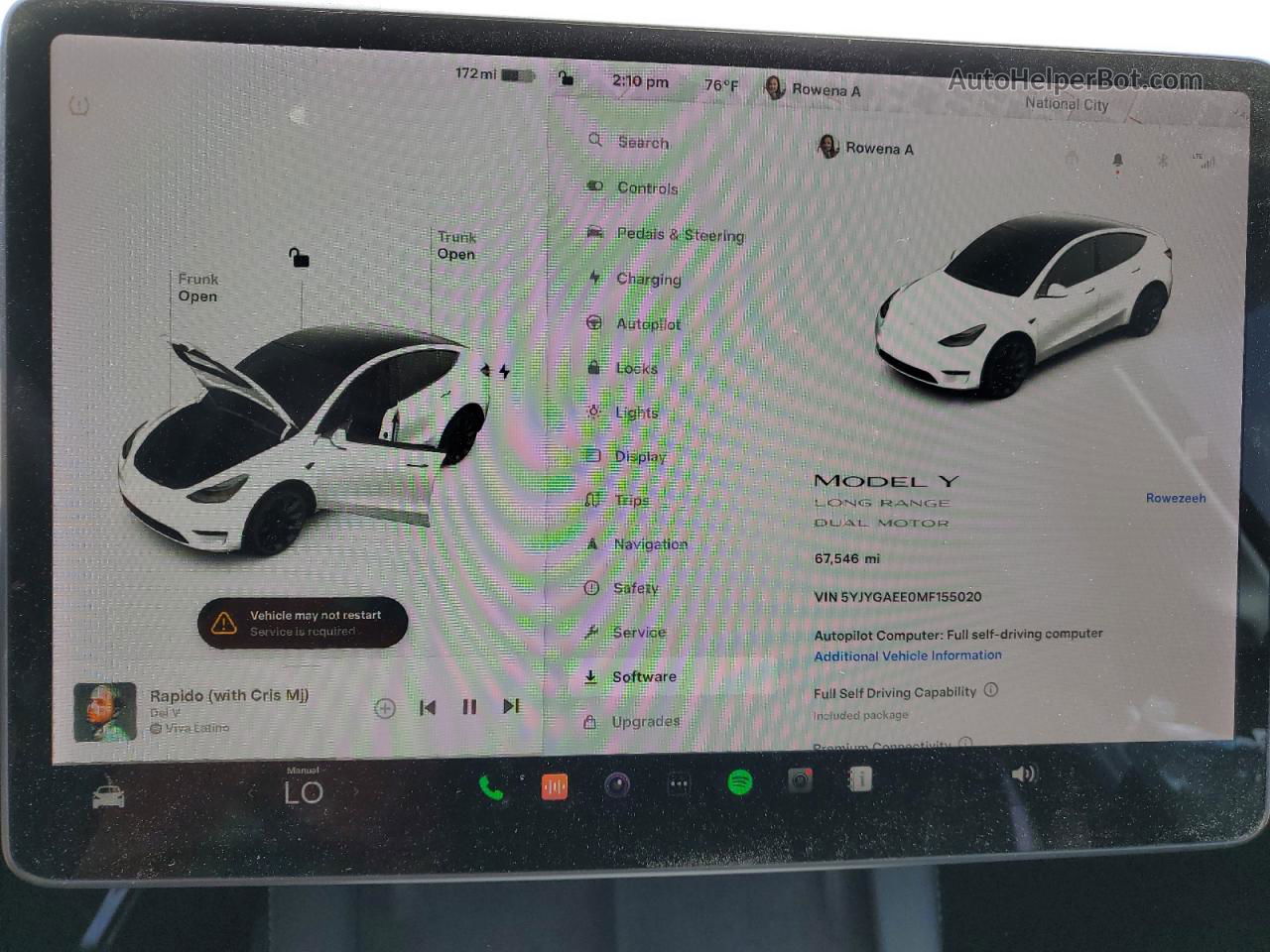 2021 Tesla Model Y  White vin: 5YJYGAEE0MF155020