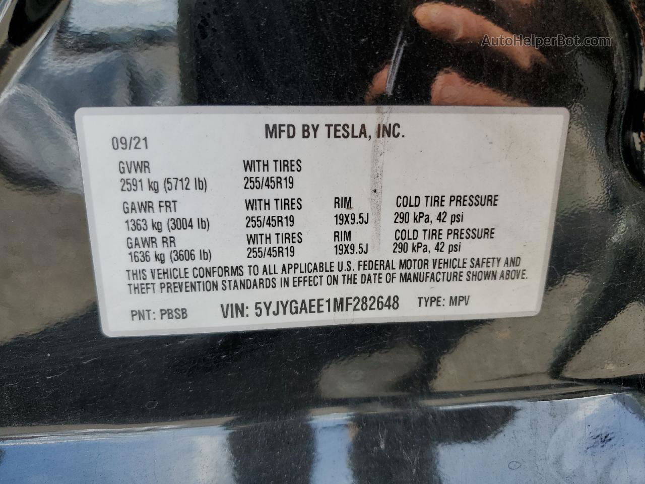 2021 Tesla Model Y  Black vin: 5YJYGAEE1MF282648