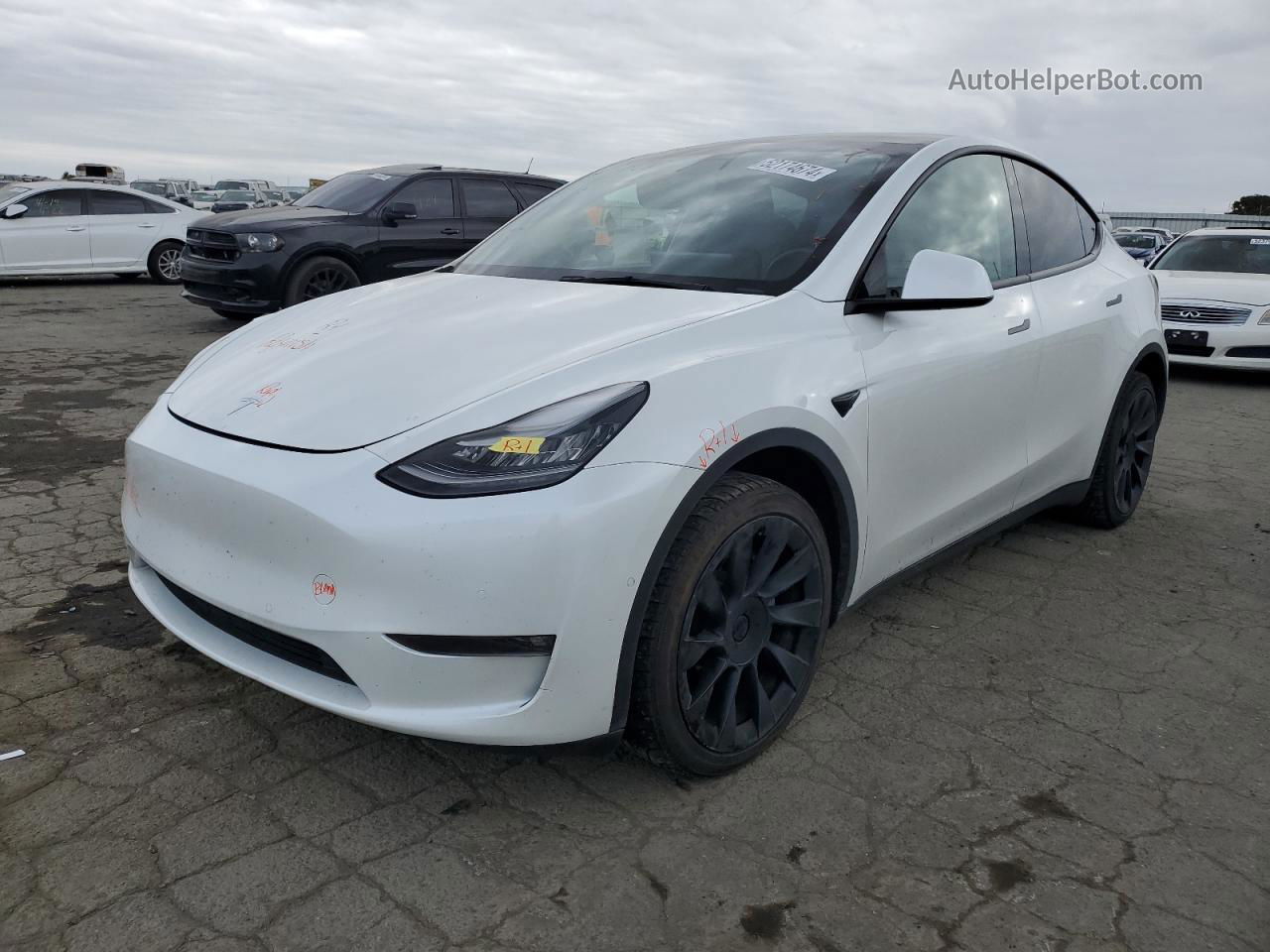 2021 Tesla Model Y  White vin: 5YJYGDEE0MF239601