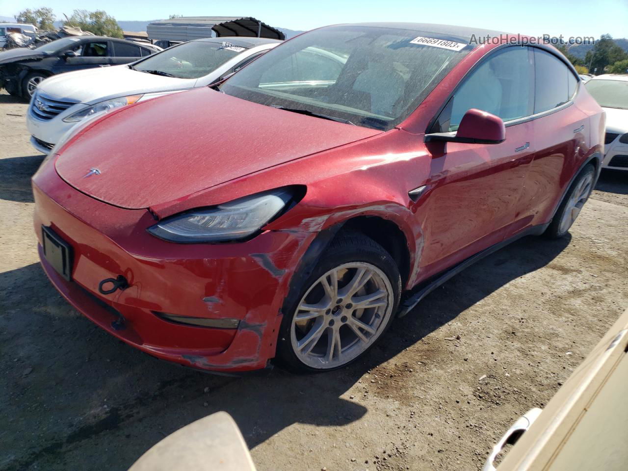 2021 Tesla Model Y  Red vin: 5YJYGDEE2MF201643