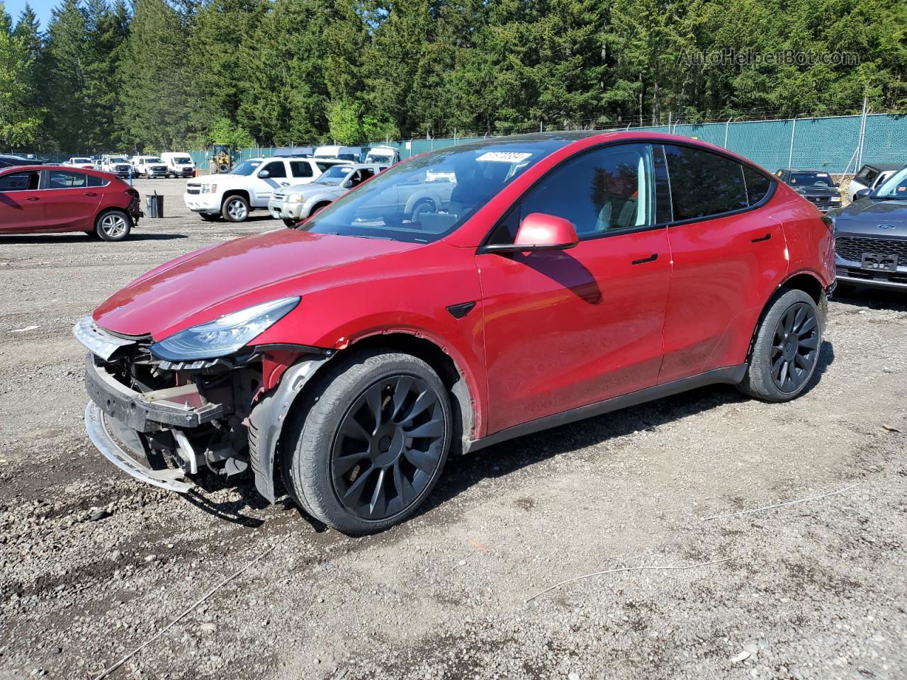 2020 Tesla Model Y  Red vin: 5YJYGDEE3LF008495