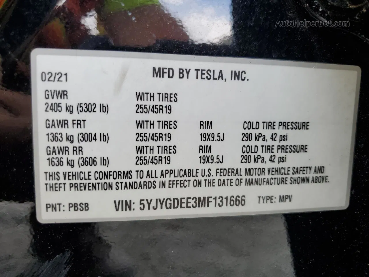 2021 Tesla Model Y  Black vin: 5YJYGDEE3MF131666