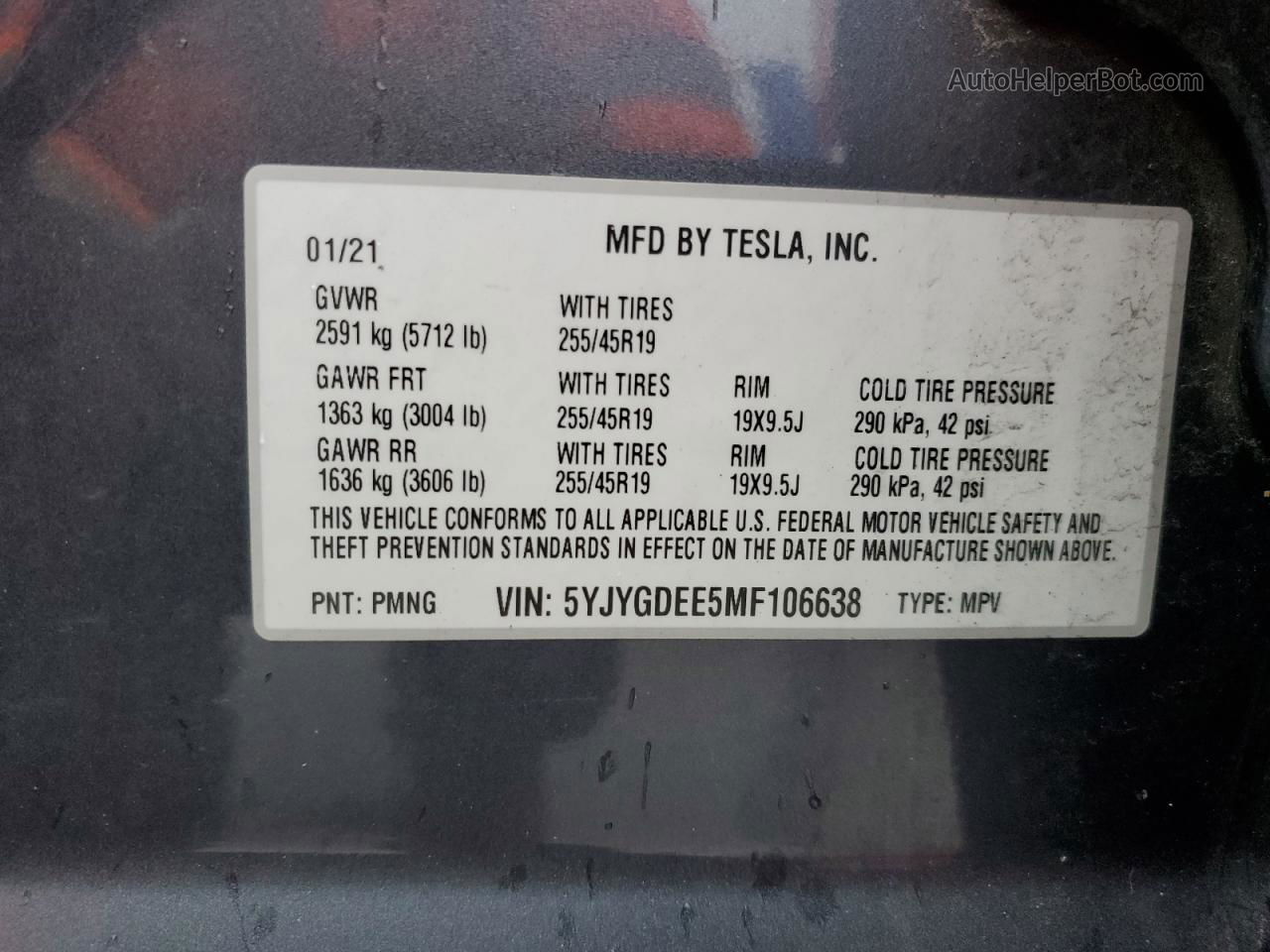 2021 Tesla Model Y  Gray vin: 5YJYGDEE5MF106638