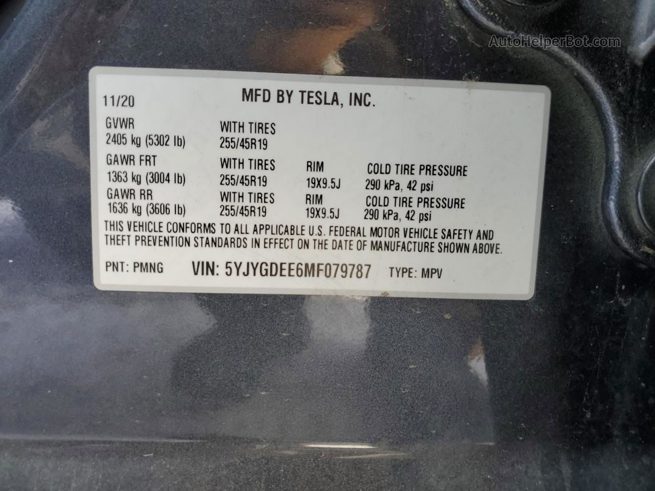 2021 Tesla Model Y  Gray vin: 5YJYGDEE6MF079787