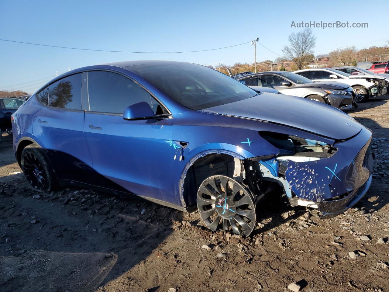 2020 Tesla Model Y  Синий vin: 5YJYGDEE7LF047848