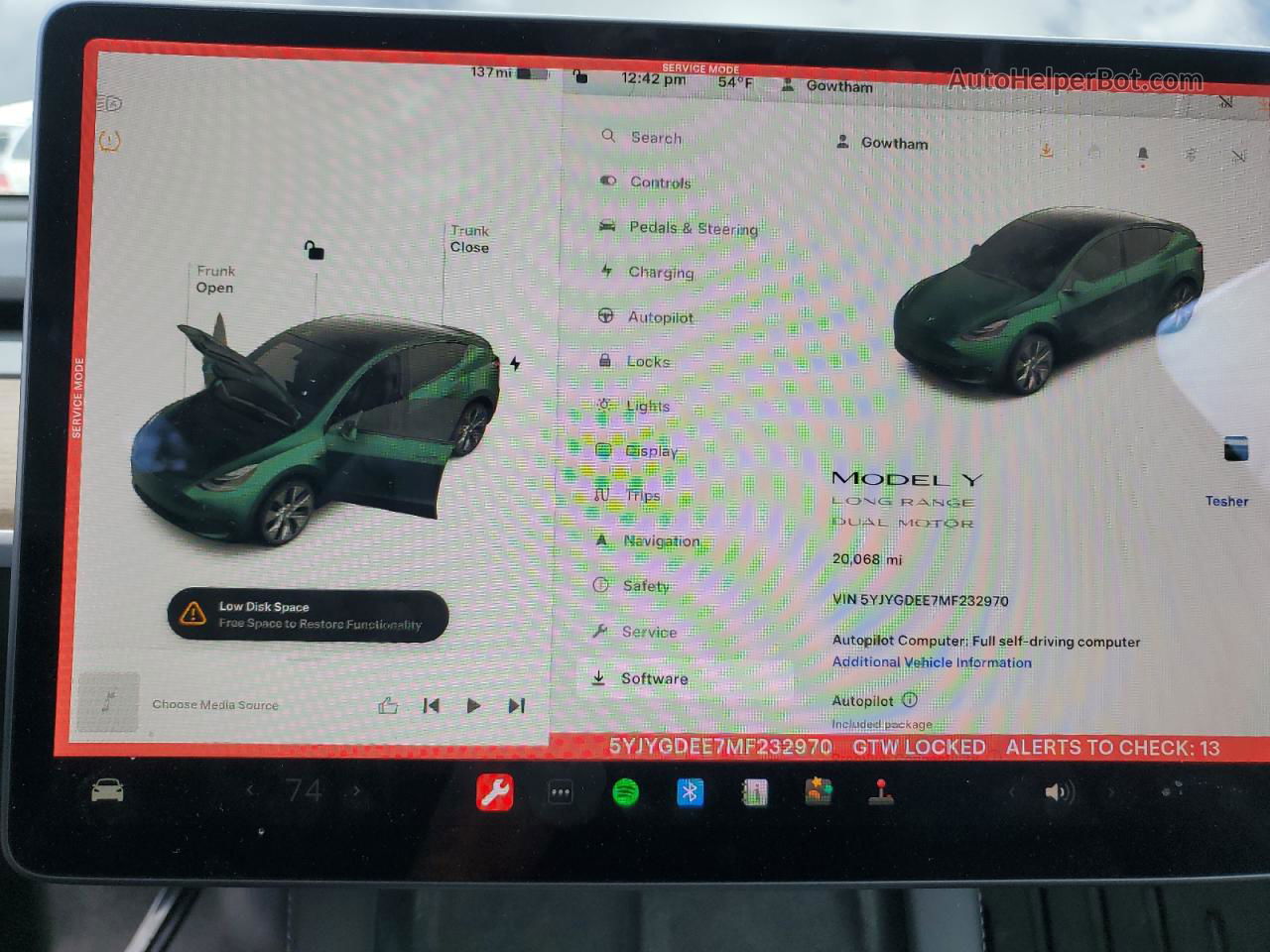 2021 Tesla Model Y  Серый vin: 5YJYGDEE7MF232970