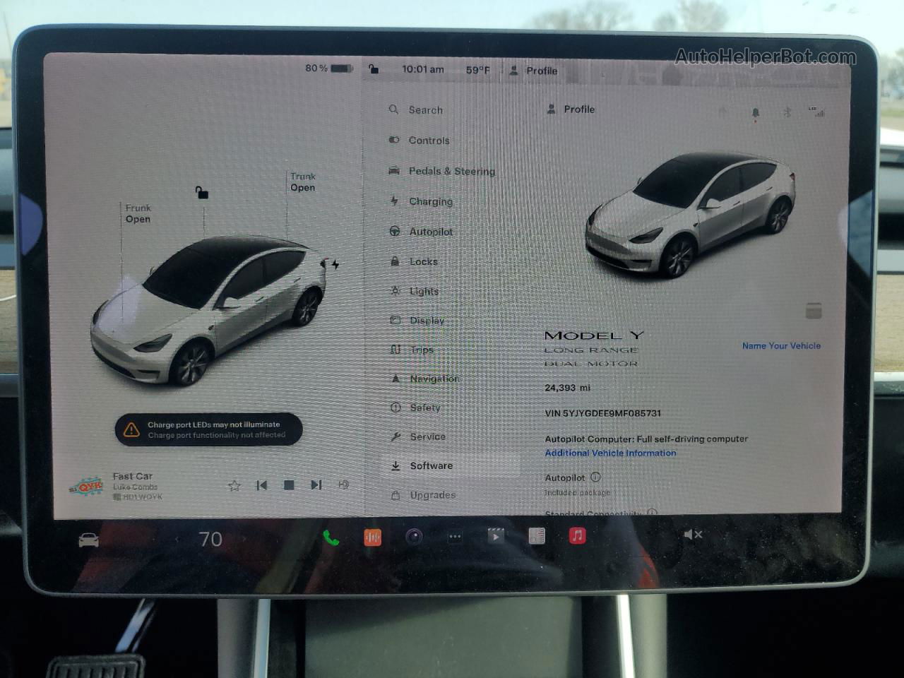 2021 Tesla Model Y  Белый vin: 5YJYGDEE9MF085731