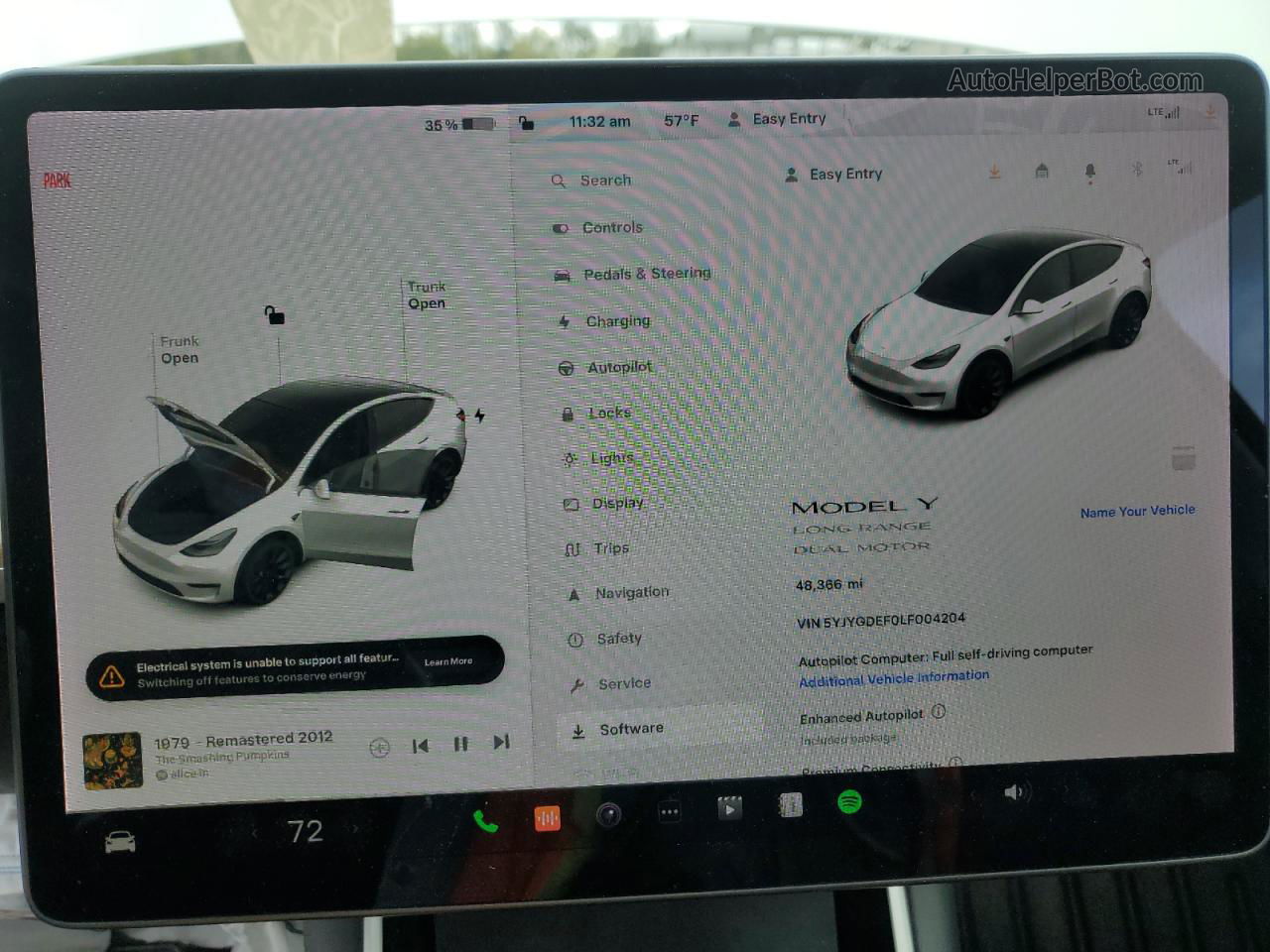 2020 Tesla Model Y  Белый vin: 5YJYGDEF0LF004204