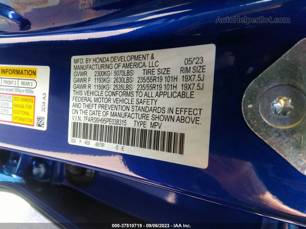 2023 Honda Cr-v Hybrid Sport Touring Синий vin: 7FARS6H95PE038315