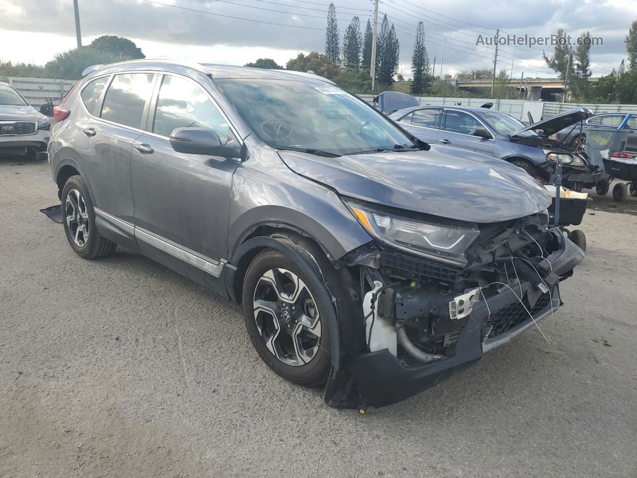 2019 Honda Cr-v Touring Gray vin: 7FARW1H94KE017035