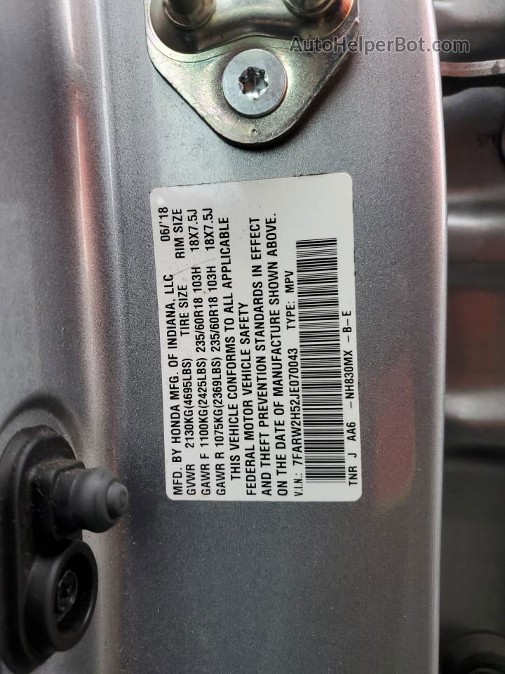 2018 Honda Cr-v Ex Silver vin: 7FARW2H52JE070043