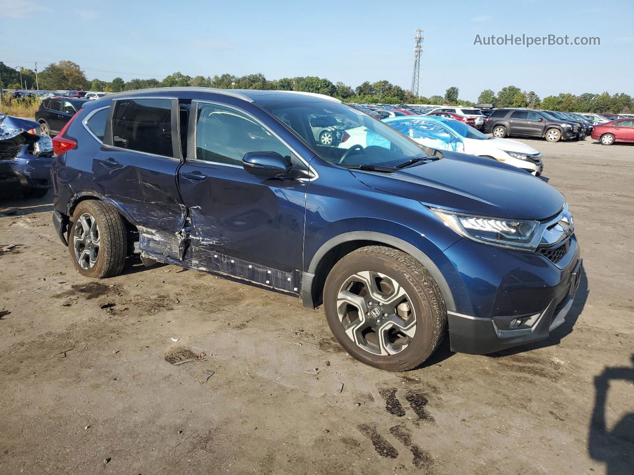 2019 Honda Cr-v Touring Blue vin: 7FARW2H94KE034696