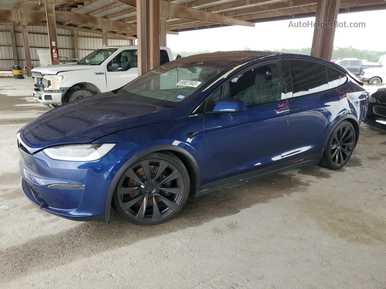 2022 Tesla Model X  Blue vin: 7SAXCBE63NF340446