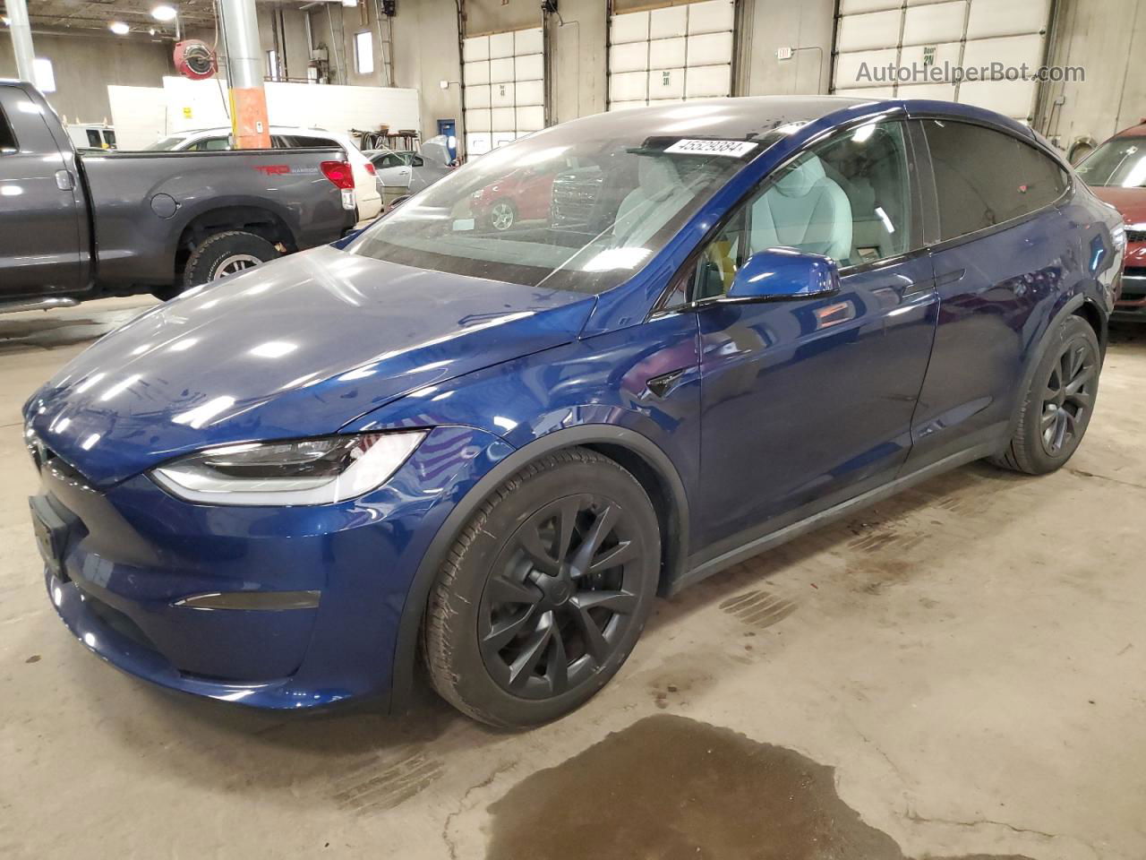 2022 Tesla Model X Blue vin: 7SAXCDE50NF336244