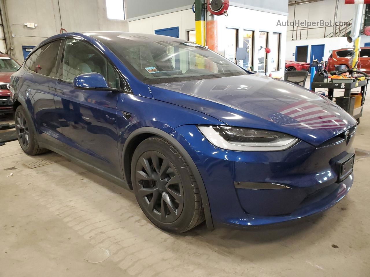 2022 Tesla Model X Blue vin: 7SAXCDE50NF336244