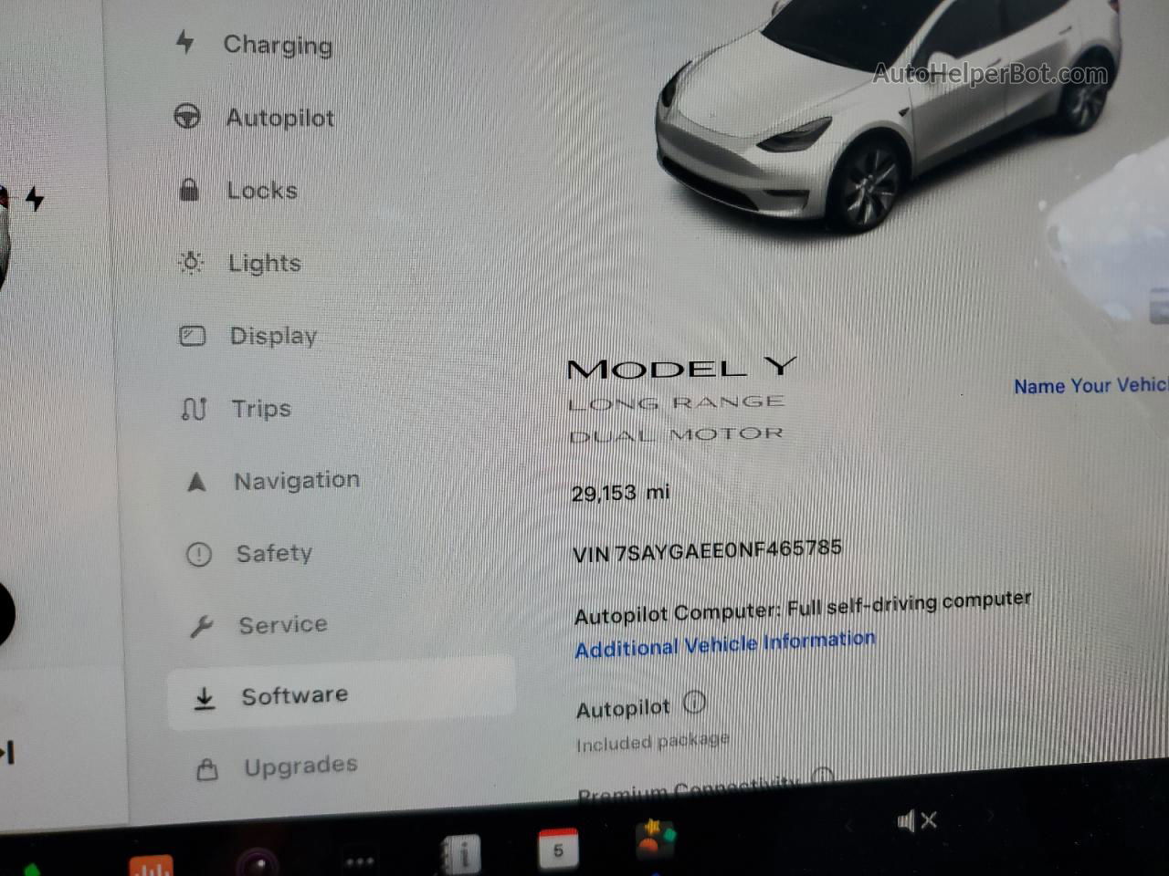 2022 Tesla Model Y  White vin: 7SAYGAEE0NF465785