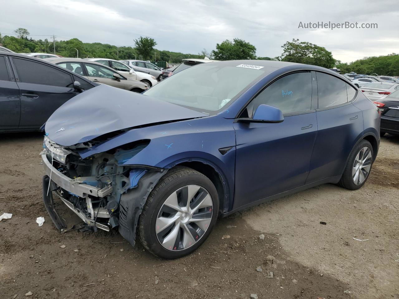 2022 Tesla Model Y  Blue vin: 7SAYGAEE5NF324758