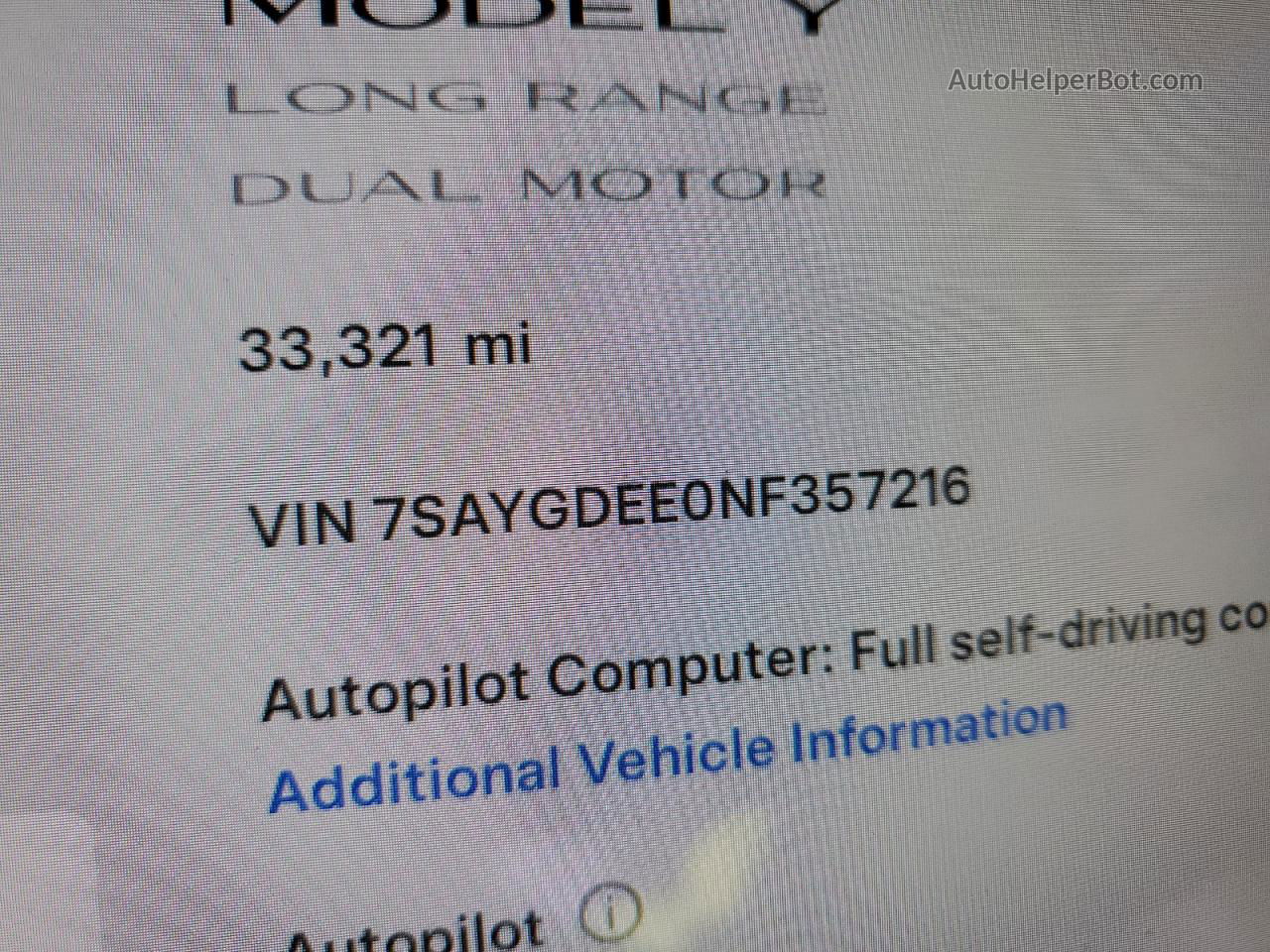 2022 Tesla Model Y  Blue vin: 7SAYGDEE0NF357216