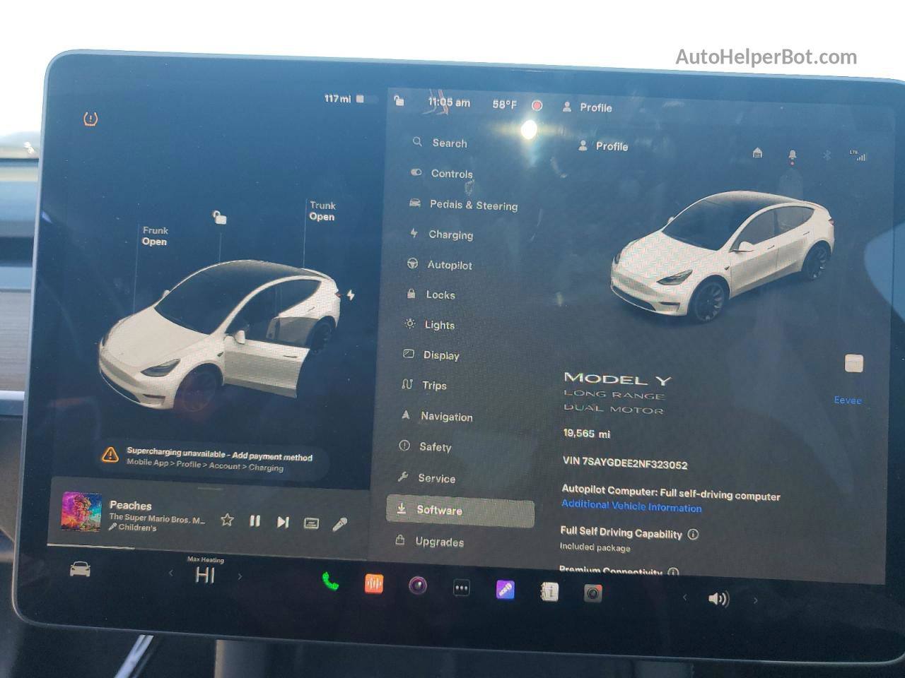 2022 Tesla Model Y  White vin: 7SAYGDEE2NF323052