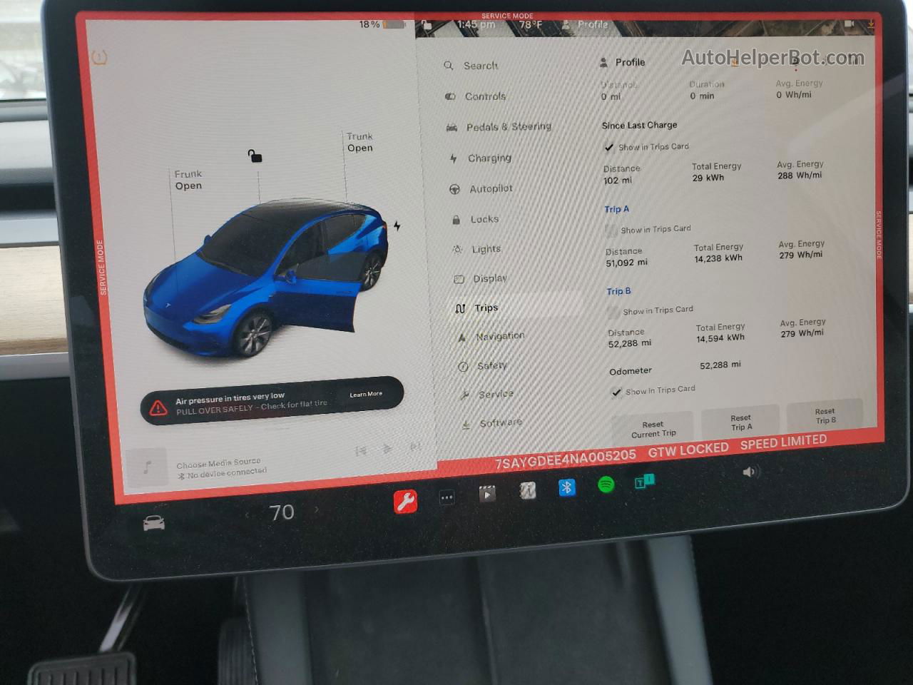 2022 Tesla Model Y  Blue vin: 7SAYGDEE4NA005205