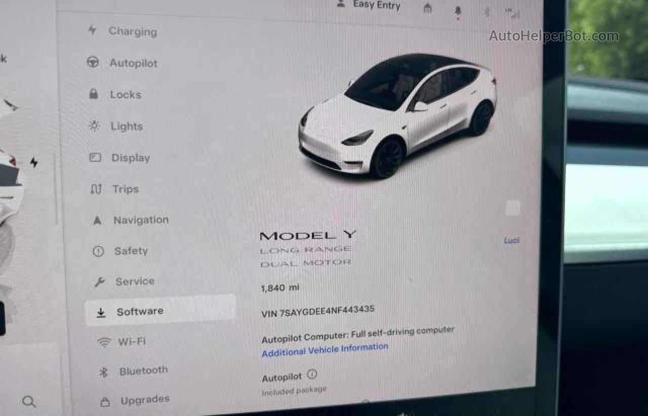 2022 Tesla Model Y  Белый vin: 7SAYGDEE4NF443435