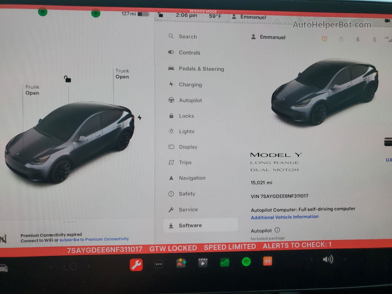 2022 Tesla Model Y  Серый vin: 7SAYGDEE6NF311017