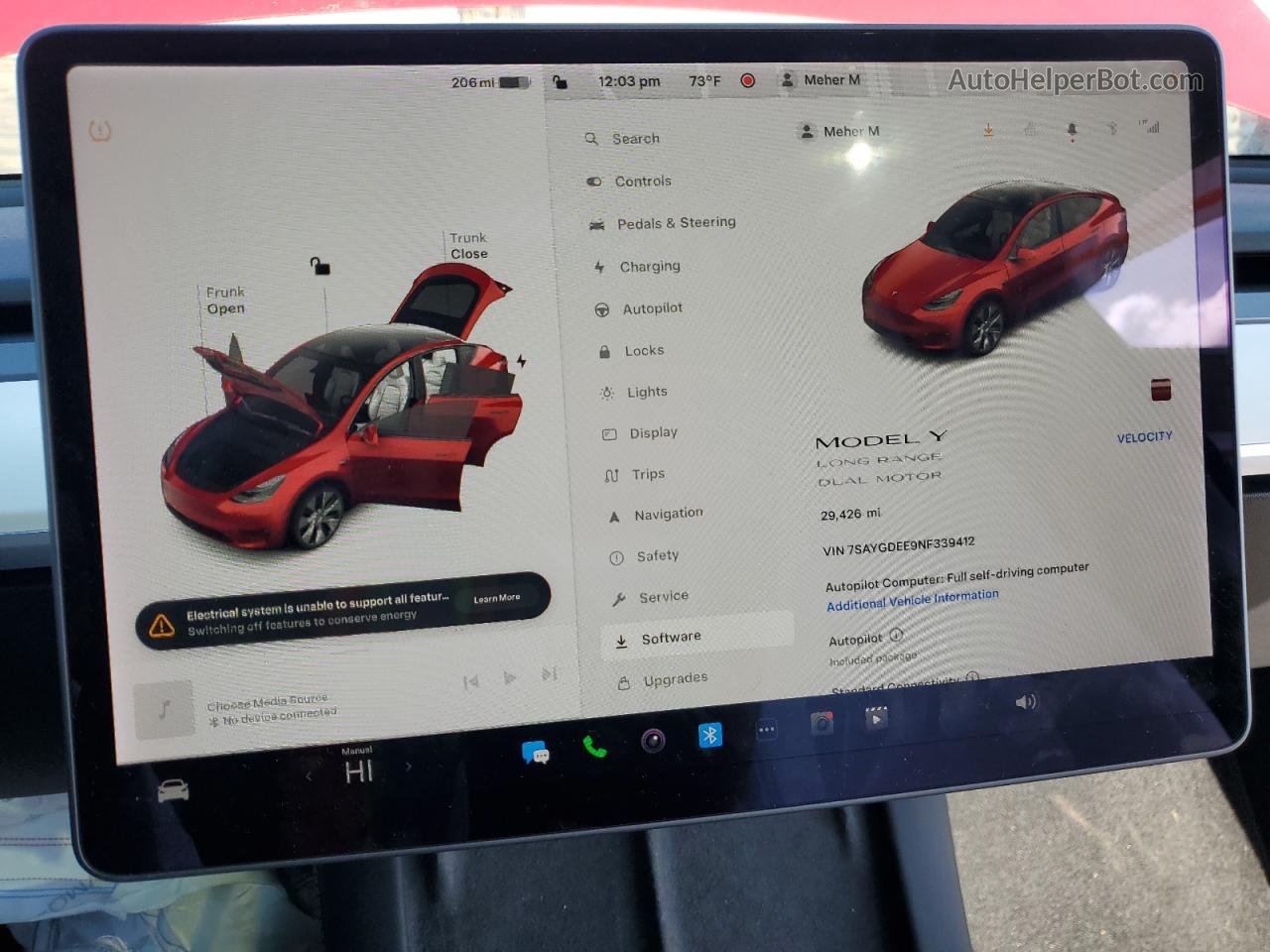 2022 Tesla Model Y  Red vin: 7SAYGDEE9NF339412