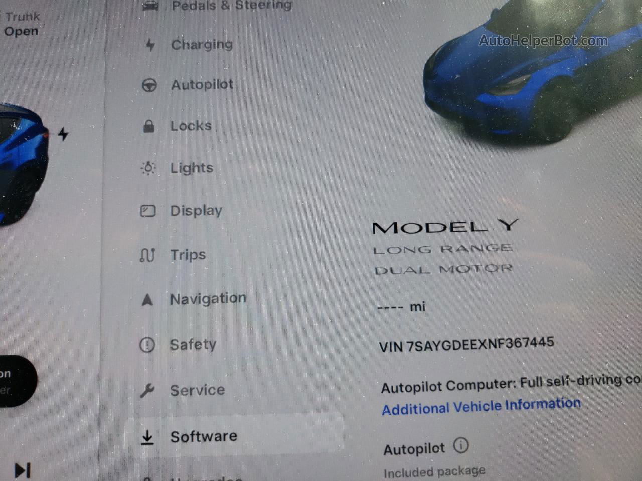 2022 Tesla Model Y  Blue vin: 7SAYGDEEXNF367445