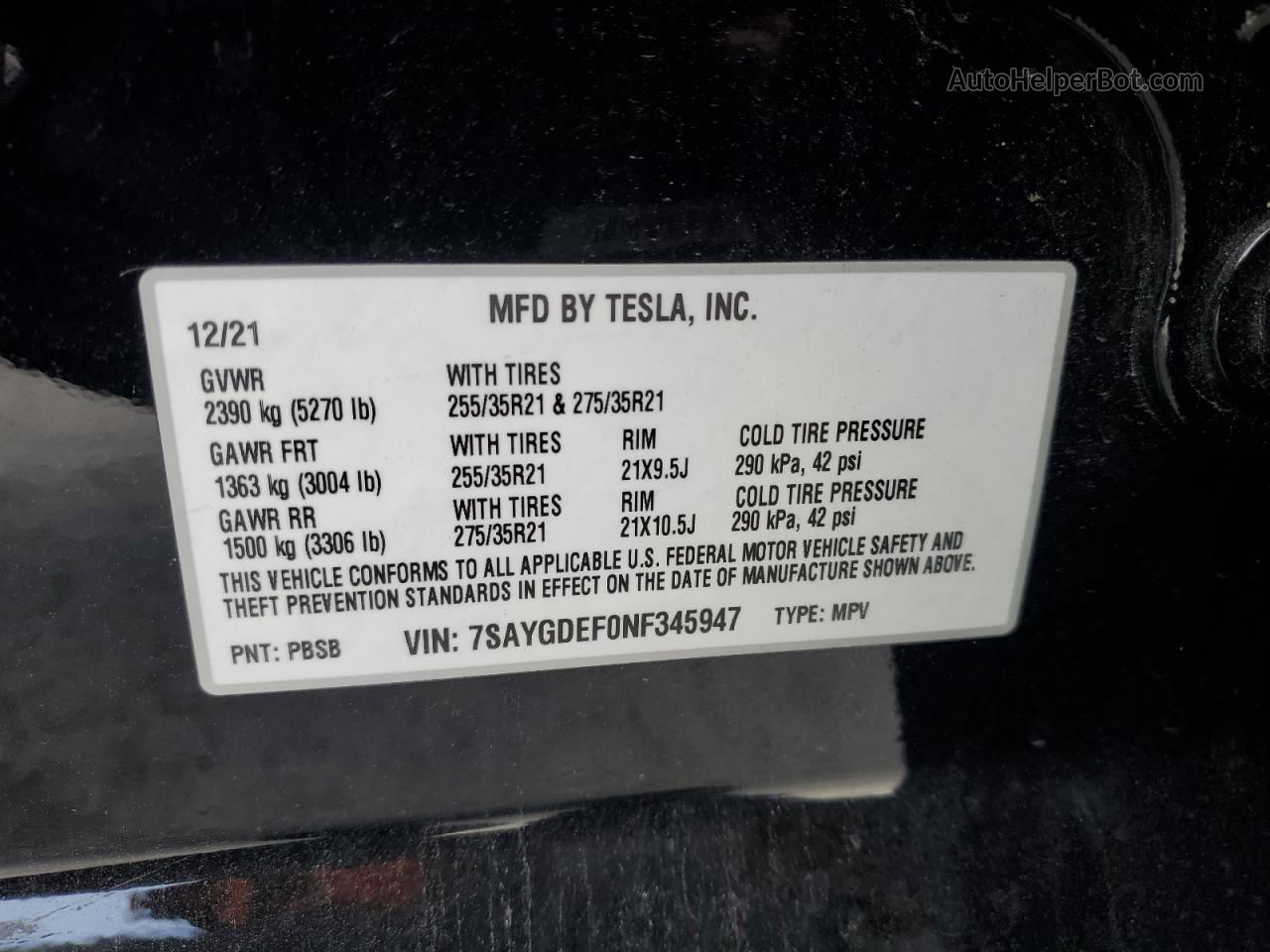 2022 Tesla Model Y  Black vin: 7SAYGDEF0NF345947