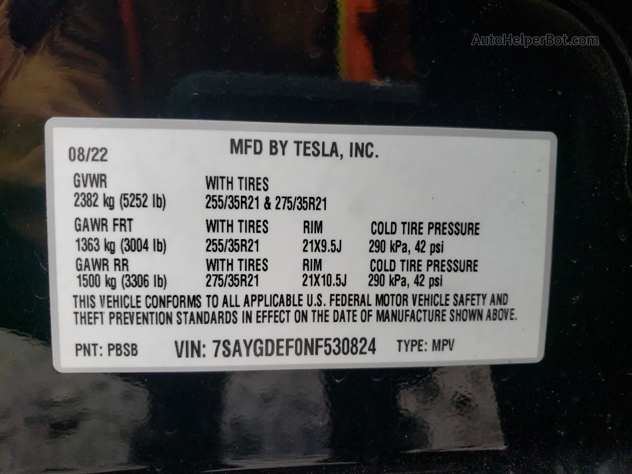 2022 Tesla Model Y  Black vin: 7SAYGDEF0NF530824