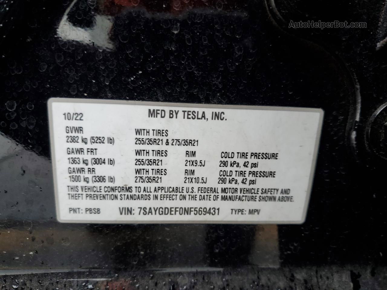 2022 Tesla Model Y  Black vin: 7SAYGDEF0NF569431