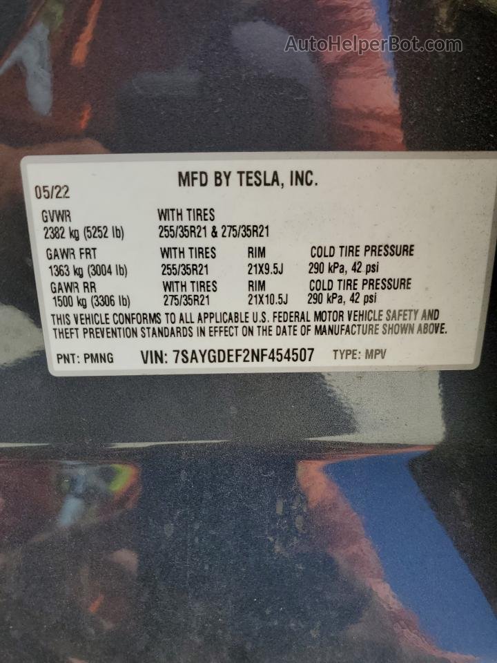 2022 Tesla Model Y  Gray vin: 7SAYGDEF2NF454507